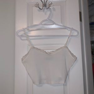 White Laced Cropped Tank Top